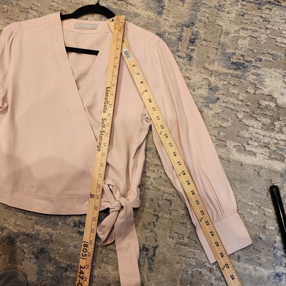Everlane 100% Silk Pink Wrap Long Sleeve Top Washable Size 4 - Picture 5 of 14